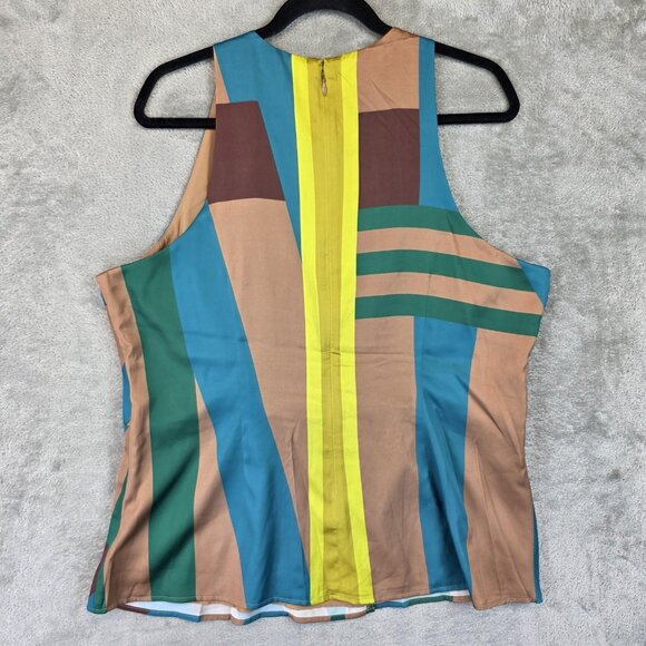 Express Top Womens XL Multicolor Geometric Sleeveless Wrap Blouse Tank Modern - Picture 10 of 11